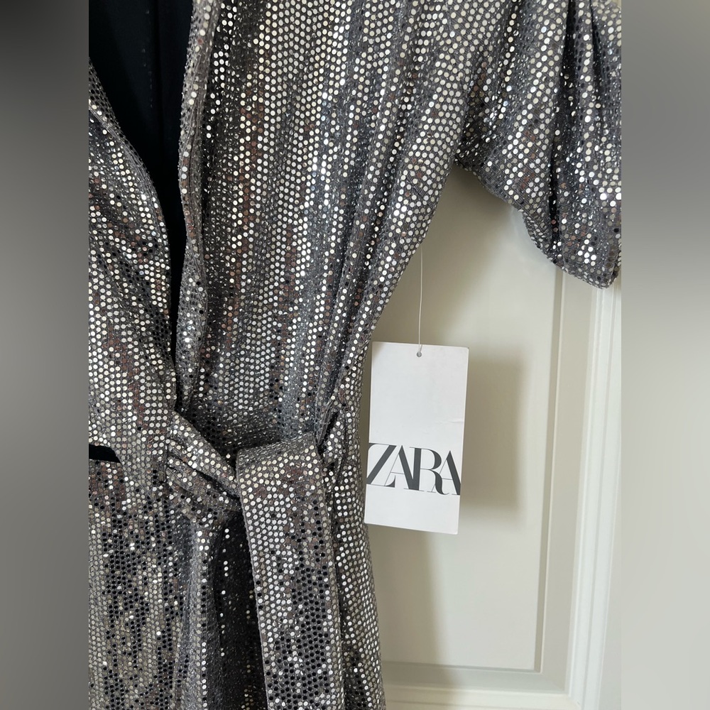 Zara Glittering Silver Sequin Jacket - image 4